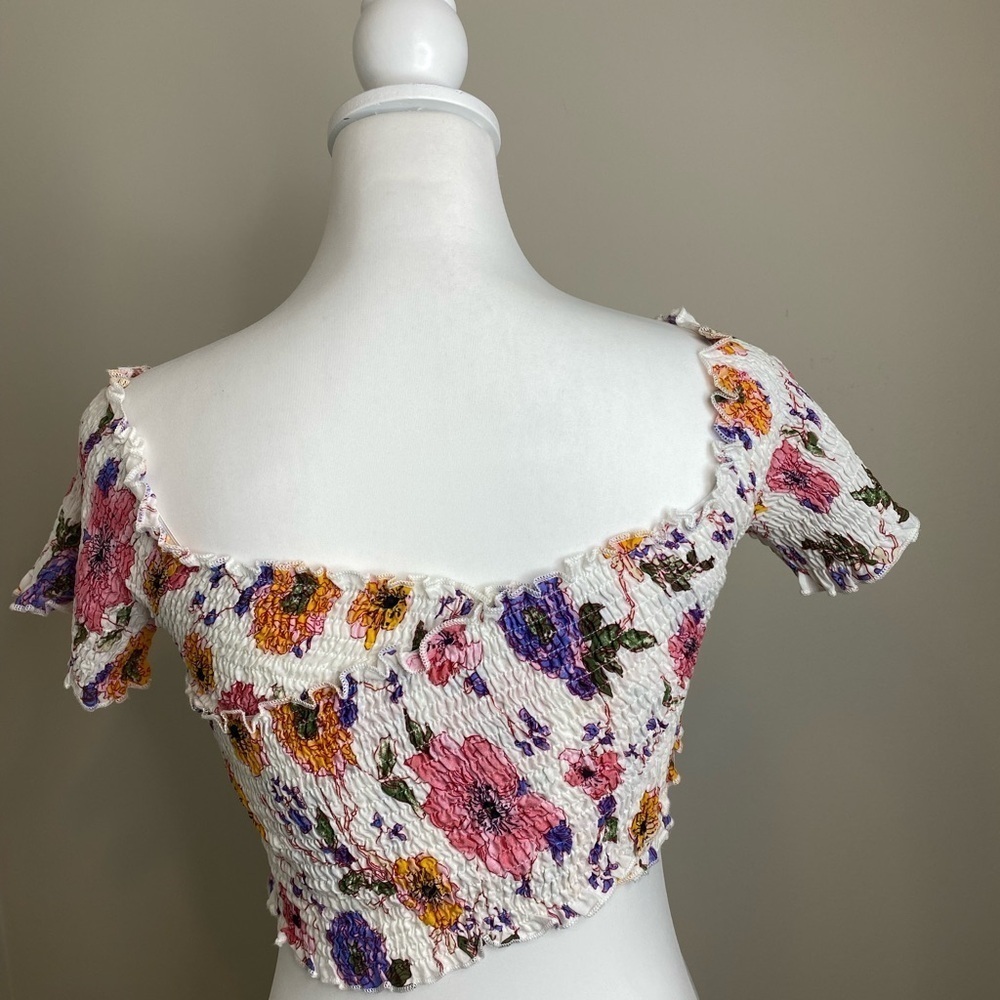 étophe studios cropped rouged asymmetrical floral white top size Medium - Picture 4 of 9